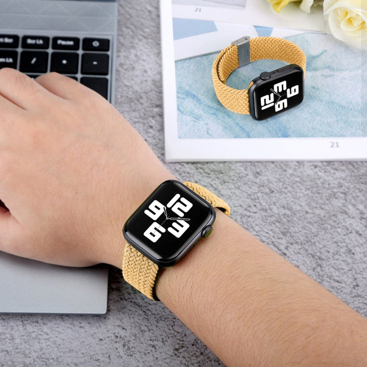 Lisslune | Braided + Stainless Steel Bracelet for Apple Watch Series 7 45mm / 6 & SE & 5 & 4 44mm / 3 & 2 & 1 42mm (Black)
