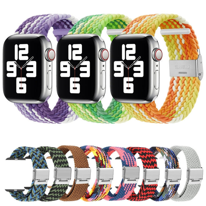 Lisslune | Braided + Stainless Steel Bracelet for Apple Watch Series 7 45mm / 6 & SE & 5 & 4 44mm / 3 & 2 & 1 42mm (Black)