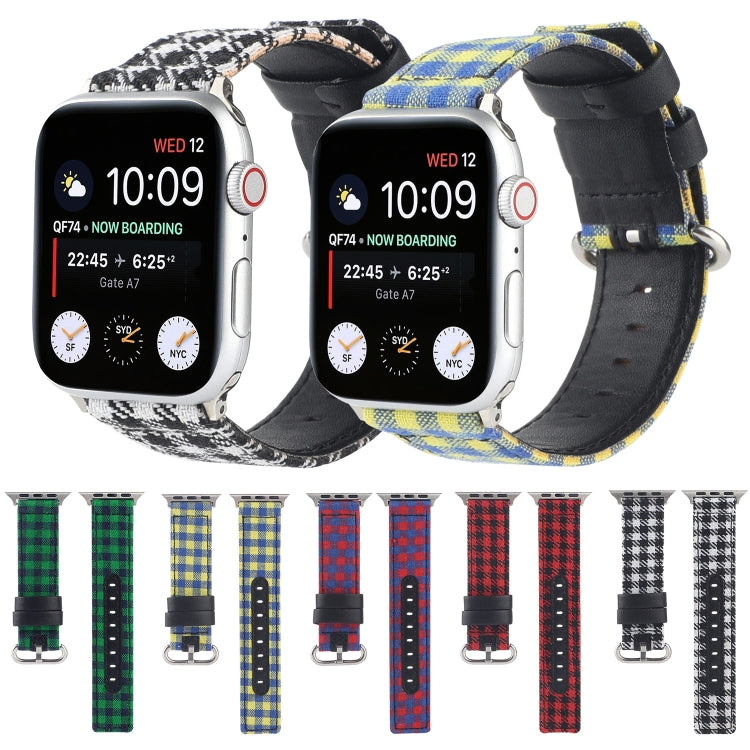 Lisslune | Grid Pattern Round Buckle Leather Watch Band for Apple Watch Series 7 45mm / 6 & SE & 5 & 4 44mm / 3 & 2 & 1 42mm (White Black)