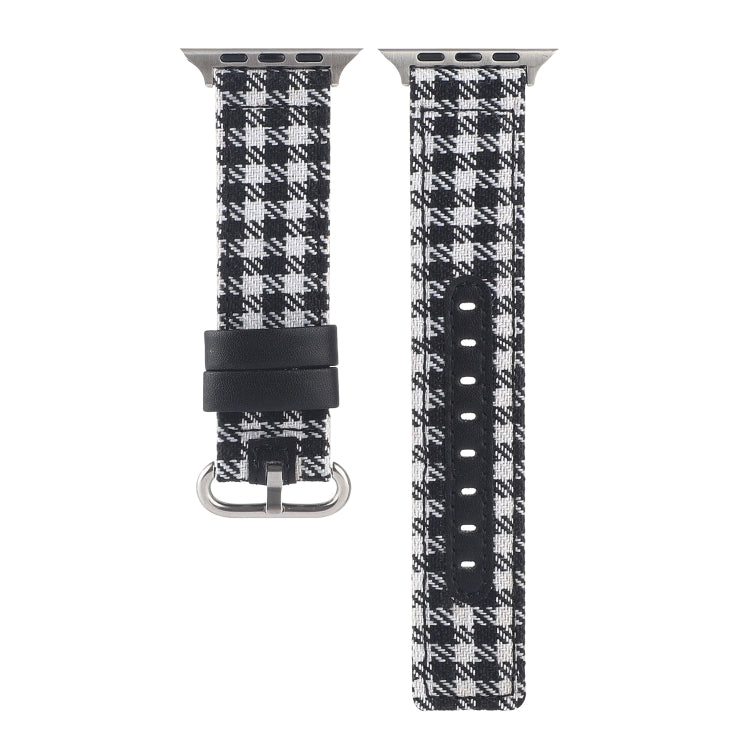 Lisslune | Grid Pattern Round Buckle Leather Watch Band for Apple Watch Series 7 41mm / 6 & SE & 5 & 4 40mm / 3 & 2 & 1 38mm (White Black)