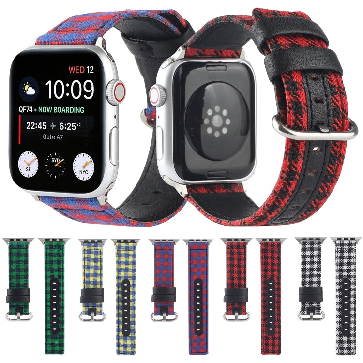 Lisslune | Grid Pattern Round Buckle Leather Watch Band for Apple Watch Series 7 41mm / 6 & SE & 5 & 4 40mm / 3 & 2 & 1 38mm (White Black)
