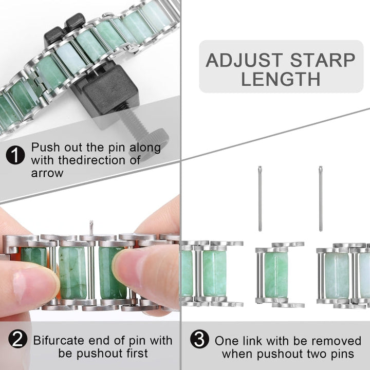 Lisslune | Emerald stainless steel watch strap for Apple Watch Ultra 49mm & Watch Ultra 2 49mm / Series 9 & 8 & 7 45mm / SE 3 & SE 2 & 6 & SE & 5 & 4 44mm / 3 & 2 & 1 42mm (Silver)