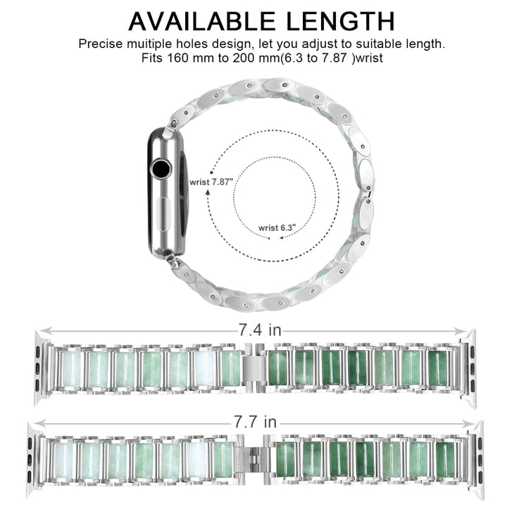 Lisslune | Emerald stainless steel watch strap for Apple Watch Ultra 49mm & Watch Ultra 2 49mm / Series 9 & 8 & 7 45mm / SE 3 & SE 2 & 6 & SE & 5 & 4 44mm / 3 & 2 & 1 42mm (Silver)