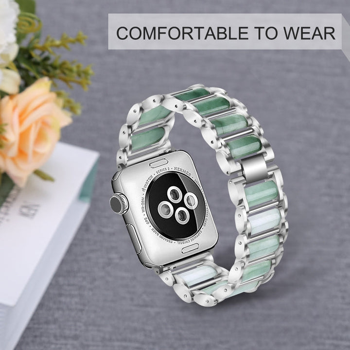 Lisslune | Emerald stainless steel watch strap for Apple Watch Ultra 49mm & Watch Ultra 2 49mm / Series 9 & 8 & 7 45mm / SE 3 & SE 2 & 6 & SE & 5 & 4 44mm / 3 & 2 & 1 42mm (Silver)
