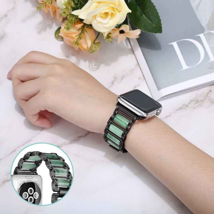 Lisslune | Emerald Stainless Steel Watch Band for Apple Watch Series 9&8&7 41mm / SE 3&SE 2&6&SE&5&4 40mm / 3&2&1 38mm (Black)