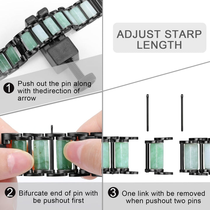 Lisslune | Emerald Stainless Steel Watch Band for Apple Watch Series 9&8&7 41mm / SE 3&SE 2&6&SE&5&4 40mm / 3&2&1 38mm (Black)