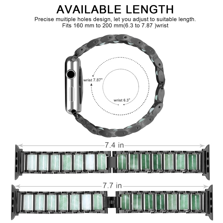 Lisslune | Emerald Stainless Steel Watch Band for Apple Watch Series 9&8&7 41mm / SE 3&SE 2&6&SE&5&4 40mm / 3&2&1 38mm (Black)