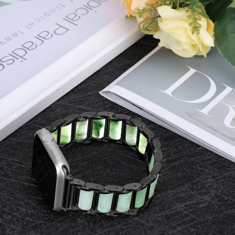Lisslune | Emerald Stainless Steel Watch Band for Apple Watch Series 9&8&7 41mm / SE 3&SE 2&6&SE&5&4 40mm / 3&2&1 38mm (Black)