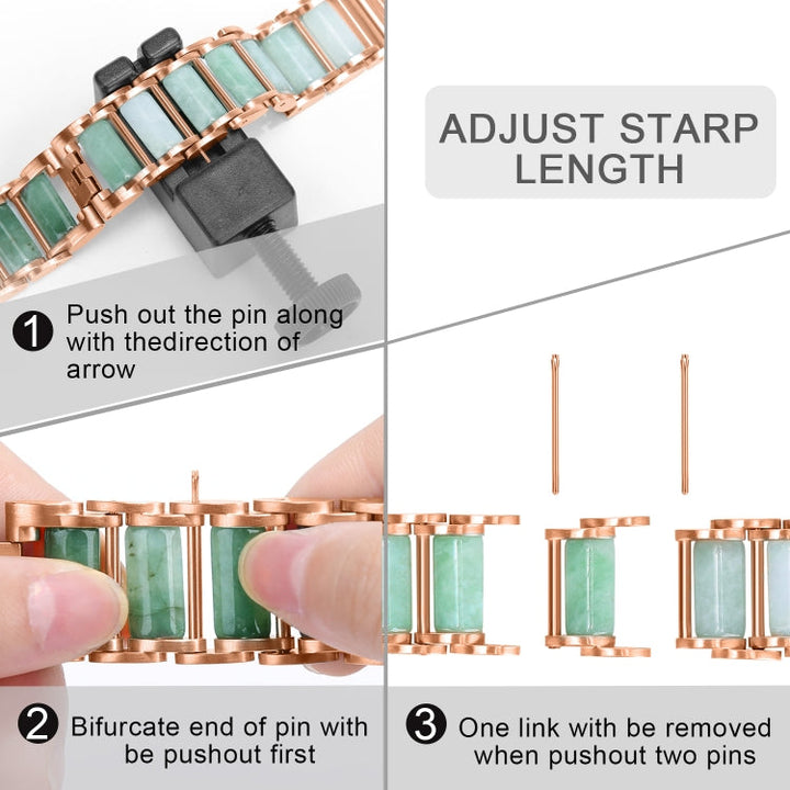 Lisslune | Gemstone Stainless Steel Watch Band for Apple Watch Series 7 41mm / 6 & SE & 5 & 4 40mm / 3 & 2 & 1 38mm (Rose Gold)