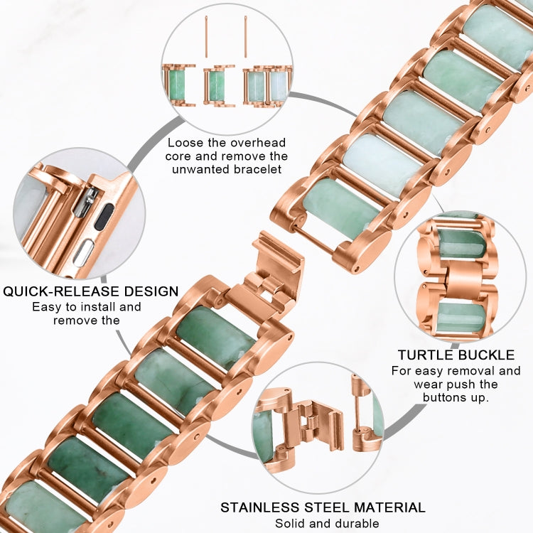Lisslune | Gemstone Stainless Steel Watch Band for Apple Watch Series 7 41mm / 6 & SE & 5 & 4 40mm / 3 & 2 & 1 38mm (Rose Gold)