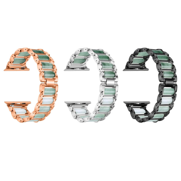 Lisslune | Gemstone Stainless Steel Watch Band for Apple Watch Series 7 41mm / 6 & SE & 5 & 4 40mm / 3 & 2 & 1 38mm (Rose Gold)