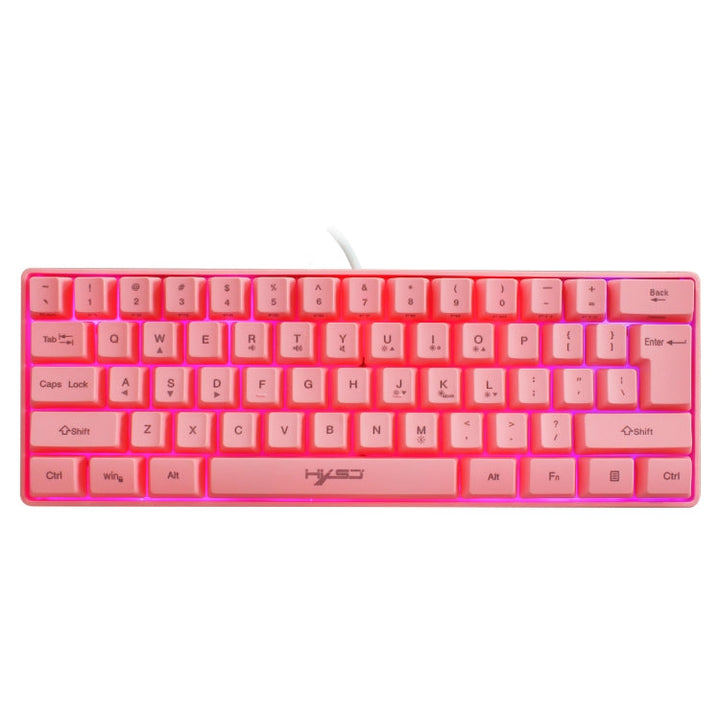 Lisslune | HXSJ V700 61 Keys RGB Lighting Gaming Wired Keyboard (Pink)