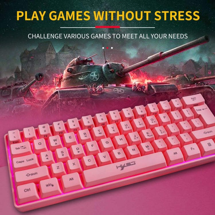 Lisslune | HXSJ V700 61 Keys RGB Lighting Gaming Wired Keyboard (Pink)
