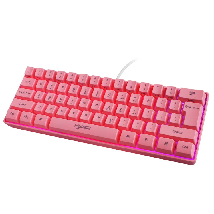 Lisslune | HXSJ V700 61 Keys RGB Lighting Gaming Wired Keyboard (Pink)