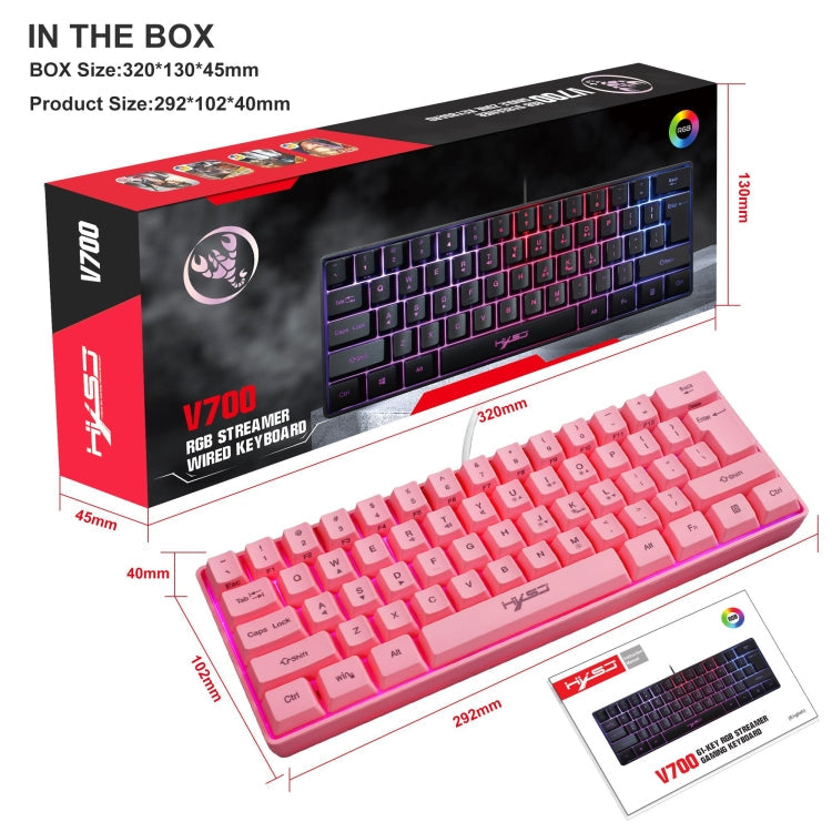 Lisslune | HXSJ V700 61 Keys RGB Lighting Gaming Wired Keyboard (Pink)