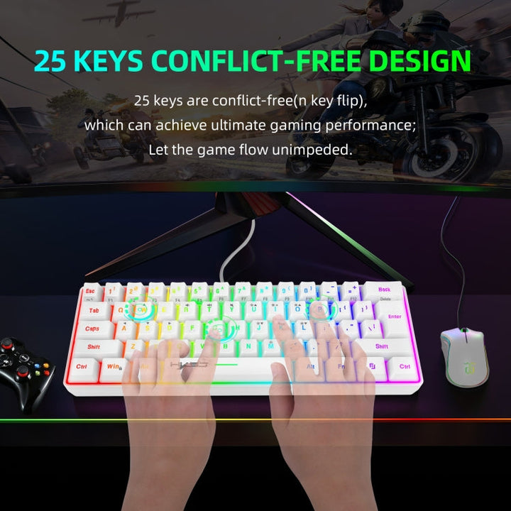 Lisslune | HXSJ V700 61 Keys RGB Lighting Gaming Wired Keyboard (White)