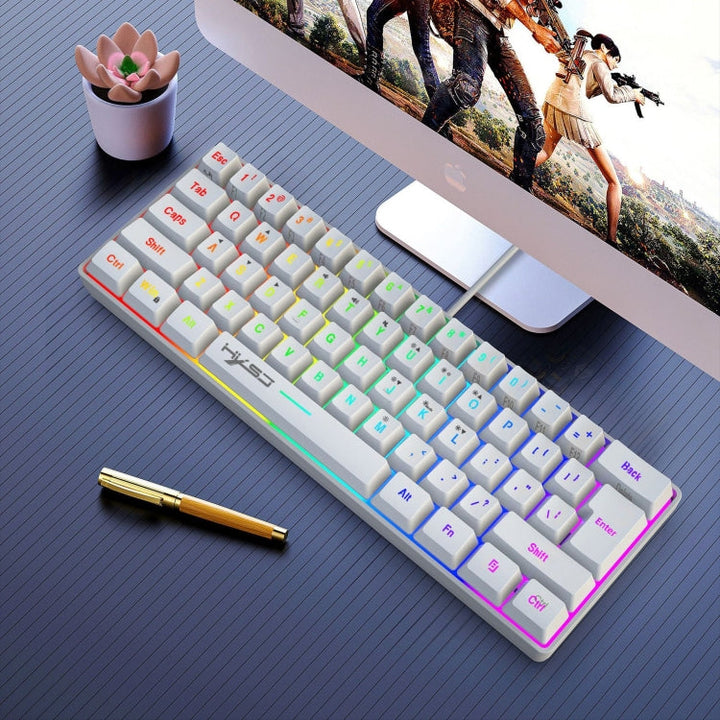 Lisslune | HXSJ V700 61 Keys RGB Lighting Gaming Wired Keyboard (White)