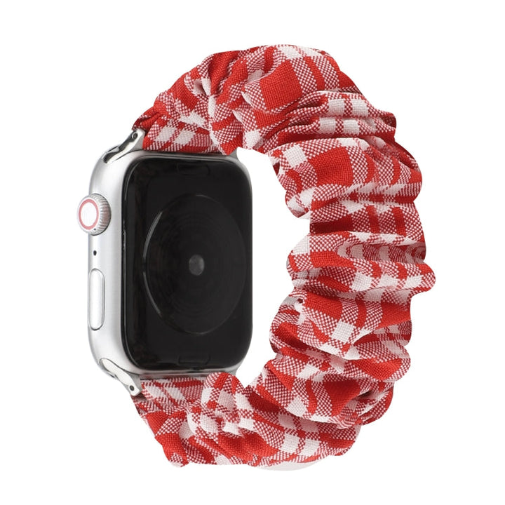Lisslune | Checked Hair Tie Watch Strap for Apple Watch Ultra 49mm & Watch Ultra 2 49mm / Series 9 & 8 & 7 45mm / SE 3 & SE 2 & 6 & SE & 5 & 4 44mm / 3 & 2 & 1 42mm (Pink)