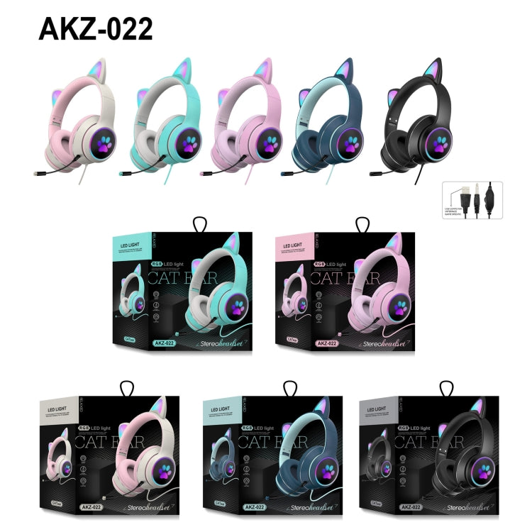 Lisslune | AKZ-022 USB + 3.5mm Port Cat Ear Design Foldable LED Headset with Microphone (Black)