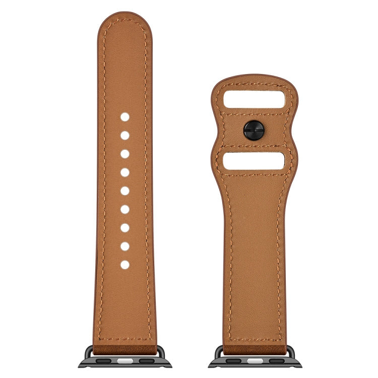 Lisslune | Double Hole Leather Watch Band for Apple Watch Series 7 45mm / 6 & SE & 5 & 4 44mm / 3 & 2 & 1 42mm (Red Brown Crazy Horse)