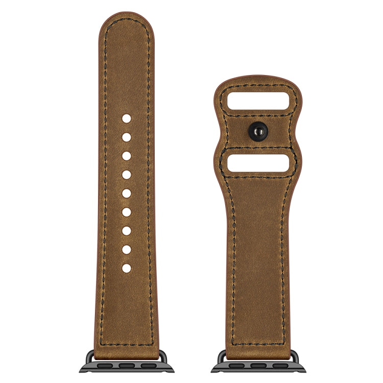Lisslune | Double Hole Leather Watch Band for Apple Watch Series 7 45mm / 6 & SE & 5 & 4 44mm / 3 & 2 & 1 42mm (Dark Brown Crazy Horse)