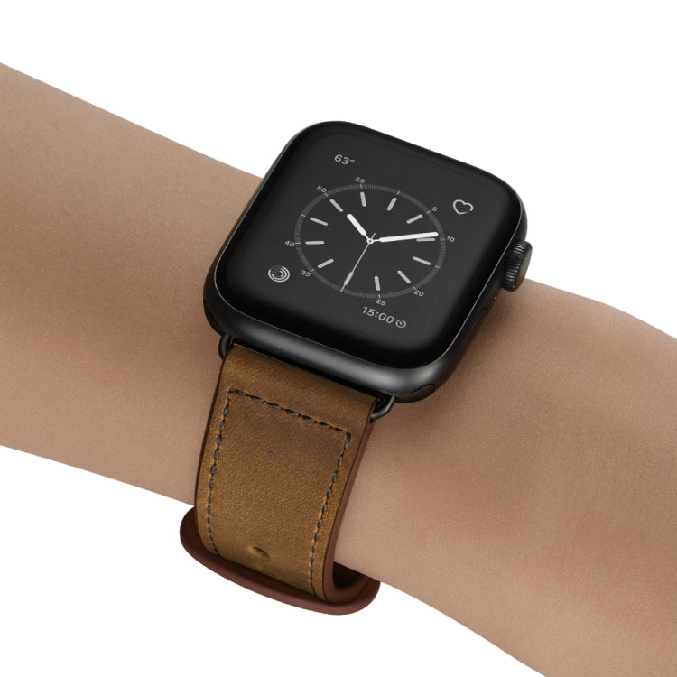 Lisslune | Double Hole Leather Watch Band for Apple Watch Series 7 45mm / 6 & SE & 5 & 4 44mm / 3 & 2 & 1 42mm (Dark Brown Crazy Horse)