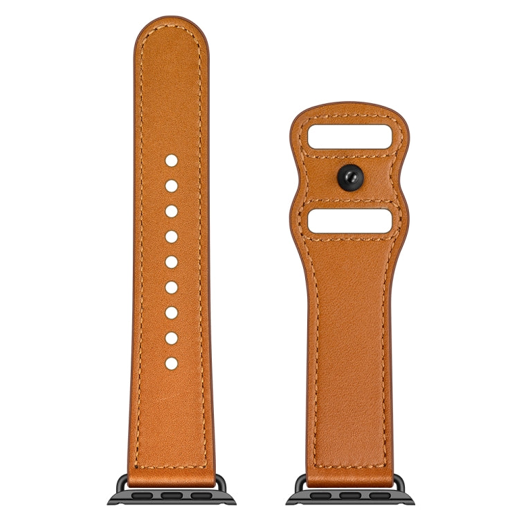 Lisslune | Double Hole Leather Watch Band for Apple Watch Series 7 45mm / 6 & SE & 5 & 4 44mm / 3 & 2 & 1 42mm (Brown)