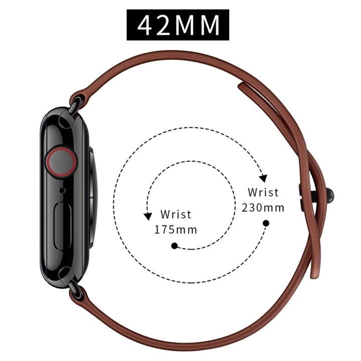 Lisslune | Double Hole Leather Watch Band for Apple Watch Series 7 45mm / 6 & SE & 5 & 4 44mm / 3 & 2 & 1 42mm (Brown)