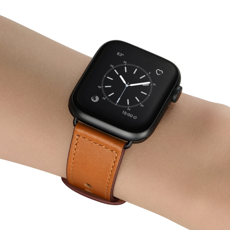 Lisslune | Double Hole Leather Watch Band for Apple Watch Series 7 45mm / 6 & SE & 5 & 4 44mm / 3 & 2 & 1 42mm (Brown)