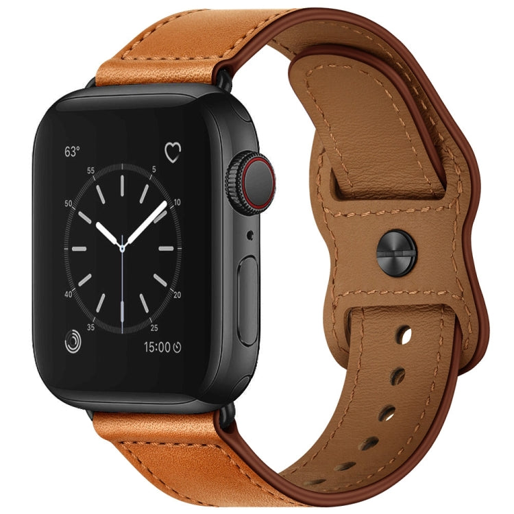 Lisslune | Double Hole Leather Watch Band for Apple Watch Series 7 45mm / 6 & SE & 5 & 4 44mm / 3 & 2 & 1 42mm (Brown)