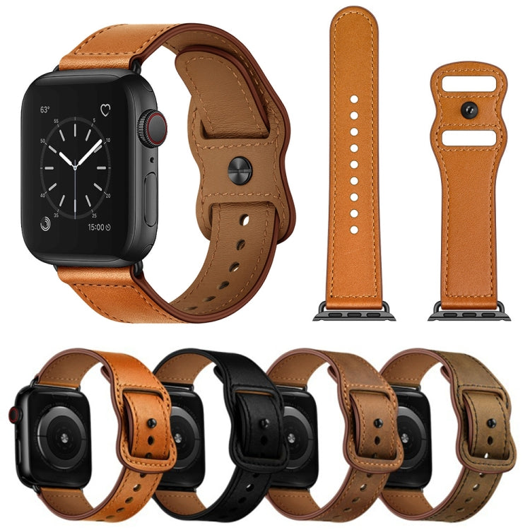 Lisslune | Double Hole Leather Watch Band for Apple Watch Series 7 45mm / 6 & SE & 5 & 4 44mm / 3 & 2 & 1 42mm (Red Brown Crazy Horse)