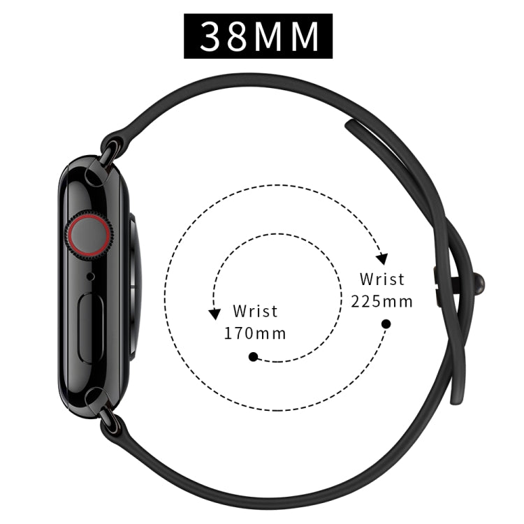 Lisslune | Double Hole Leather Watch Band for Apple Watch Series 7 41mm / 6 & SE & 5 & 4 40mm / 3 & 2 & 1 38mm (Black)