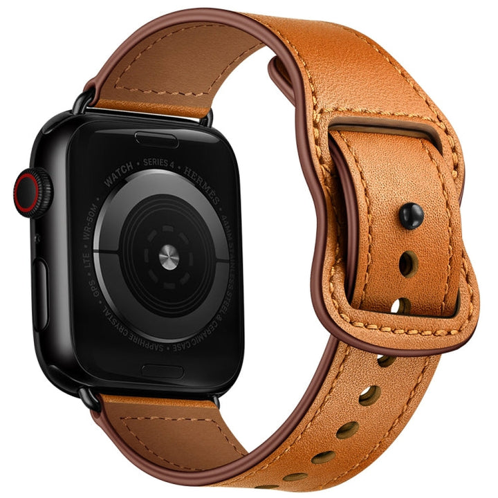 Lisslune | Double Hole Leather Watch Strap for Apple Watch Series 7 41mm / 6 & SE & 5 & 4 40mm / 3 & 2 & 1 38mm (Brown)