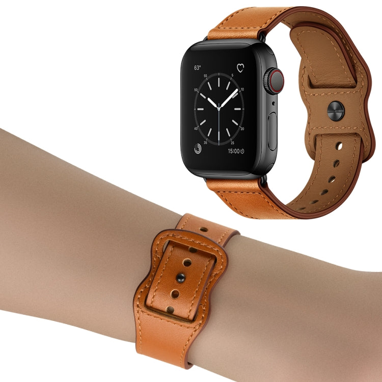 Lisslune | Double Hole Leather Watch Strap for Apple Watch Series 7 41mm / 6 & SE & 5 & 4 40mm / 3 & 2 & 1 38mm (Brown)