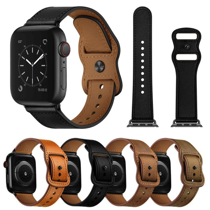 Lisslune | Double Hole Leather Watch Strap for Apple Watch Series 7 41mm / 6 & SE & 5 & 4 40mm / 3 & 2 & 1 38mm (Brown)