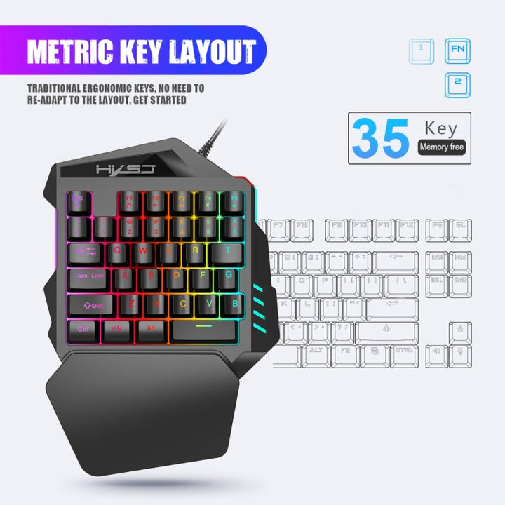 Lisslune | HXSJ P6+V100+A867 Keyboard-Mouse-Converter + One-Handed Keyboard + RGB Gaming Mouse Set