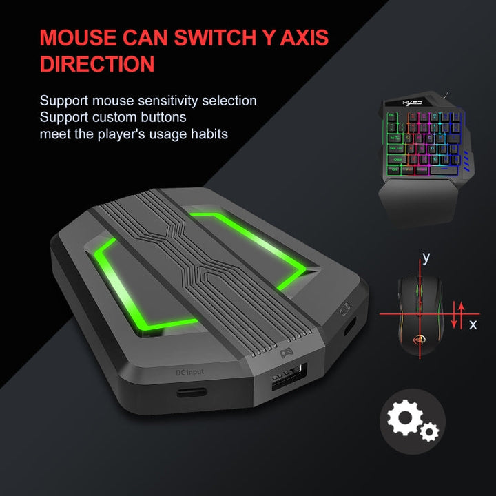 Lisslune | HXSJ P6+V100+A869 Keyboard Mouse Converter + One-Handed Keyboard + Gaming Mouse Set