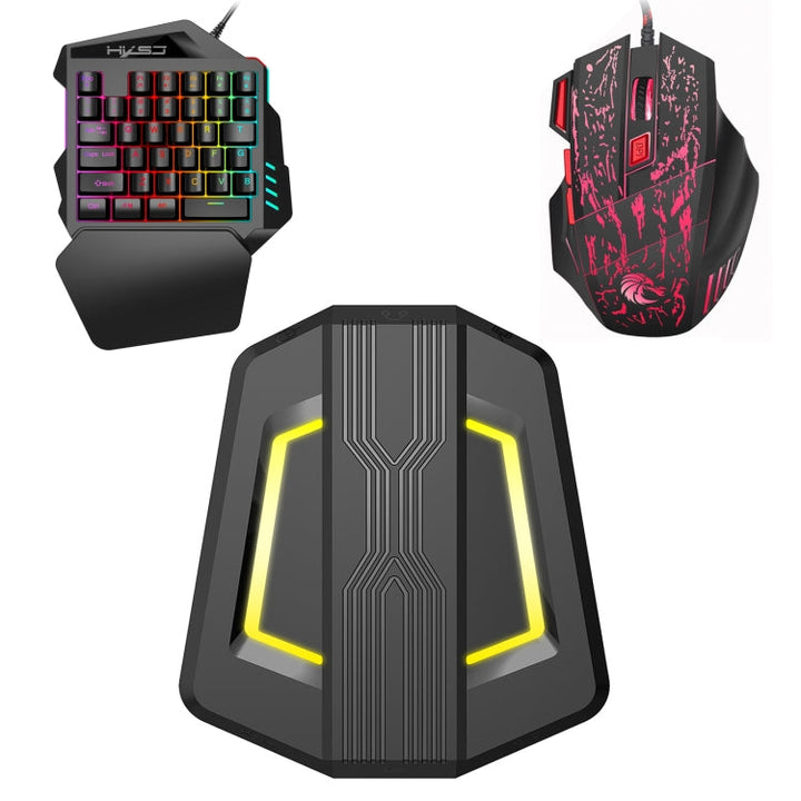 Lisslune | HXSJ P6+V100+H300 Keyboard Mouse Converter + One-Handed Keyboard + Gaming Mouse Set
