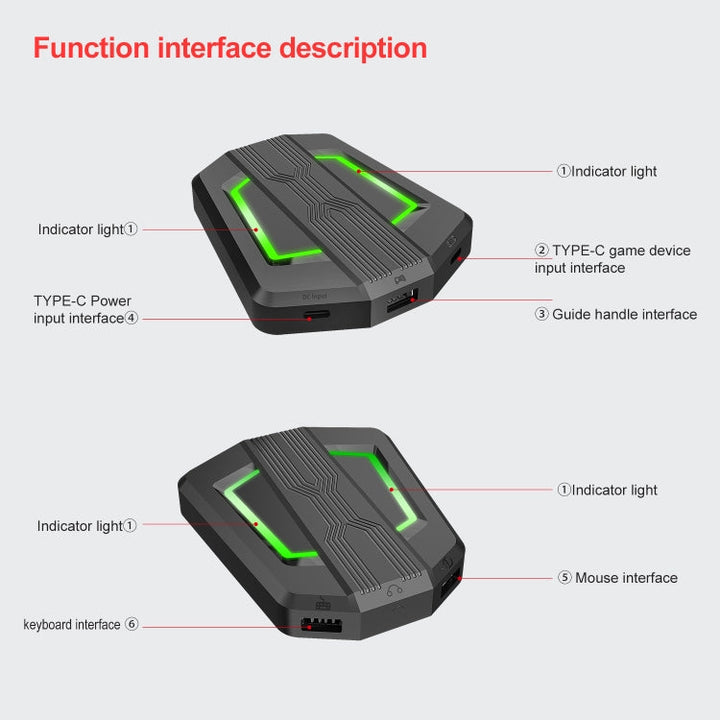 Lisslune | HXSJ P6+V100+H300 Keyboard Mouse Converter + One-Handed Keyboard + Gaming Mouse Set