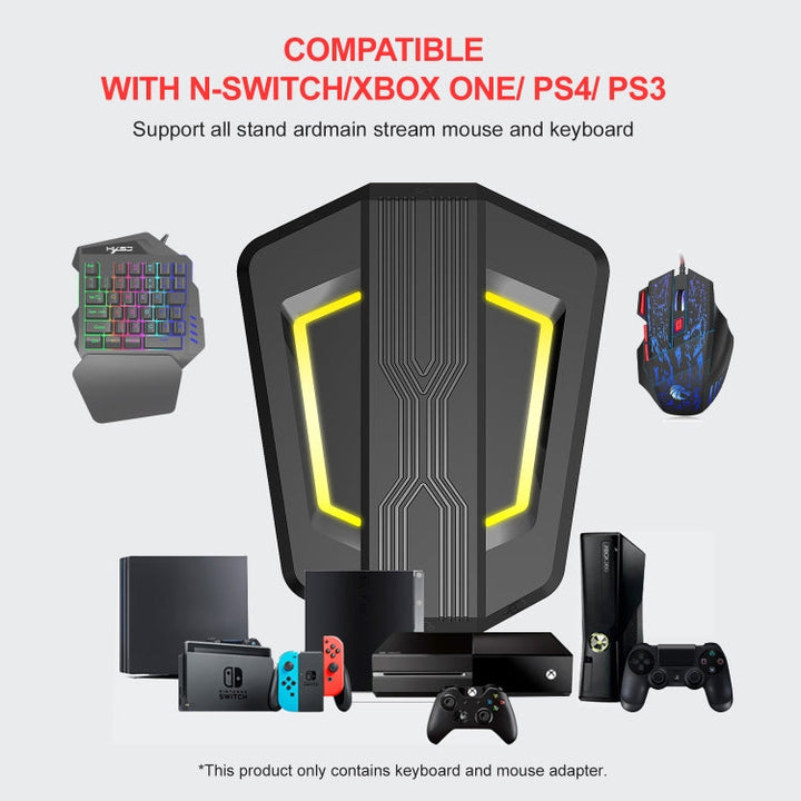 Lisslune | HXSJ P6+V100+H300 Keyboard Mouse Converter + One-Handed Keyboard + Gaming Mouse Set