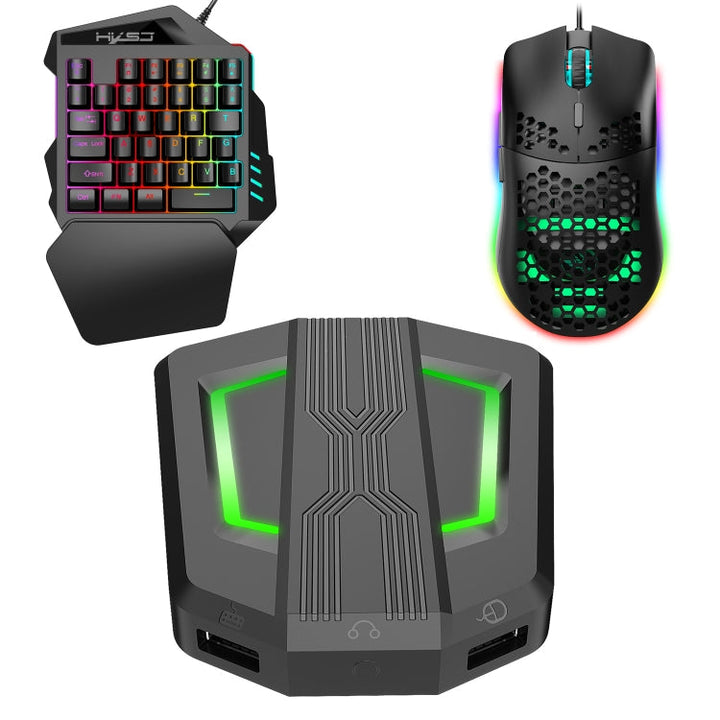 Lisslune | HXSJ P6+V100+J900 Keyboard-Mouse-Converter + One-Handed Keyboard + Gaming Mouse Set