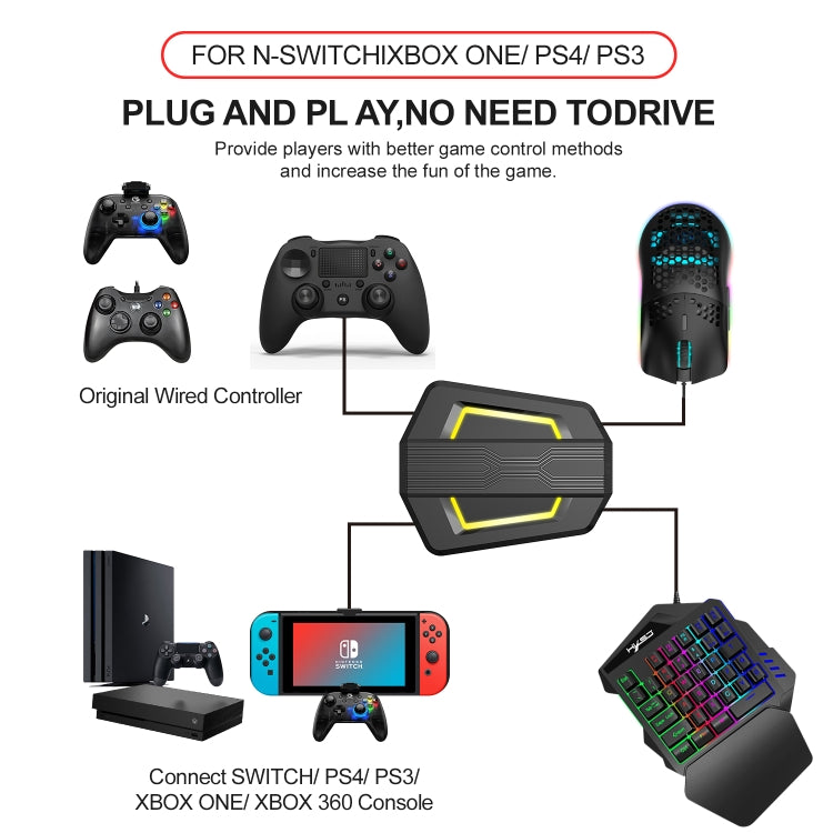 Lisslune | HXSJ P6+V100+J900 Keyboard-Mouse-Converter + One-Handed Keyboard + Gaming Mouse Set