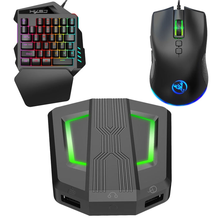 Lisslune | HXSJ P6+V100+A883 Keyboard-Mouse-Converter + one-handed Keyboard + Gaming-Mouse-Set