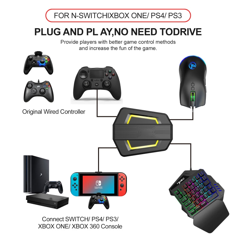 Lisslune | HXSJ P6+V100+A883 Keyboard-Mouse-Converter + one-handed Keyboard + Gaming-Mouse-Set