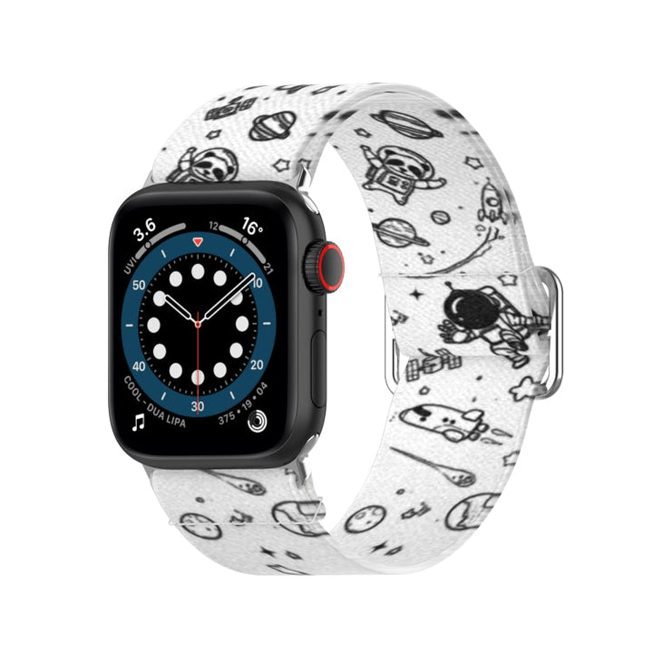 Lisslune | Adjustable elastic printed watch band for Apple Watch Ultra 49 mm & Watch Ultra 2 49 mm / Series 9 & 8 & 7 45 mm / SE 3 & SE 2 & 6 & SE & 5 & 4 44 mm / 3 & 2 & 1 42 mm (Universe)