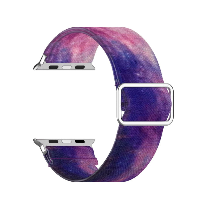 Lisslune | Adjustable Elastic Print Watch Band for Apple Watch Ultra 49 mm & Watch Ultra 2 49 mm / Series 9 & 8 & 7 45 mm / SE 3 & SE 2 & 6 & SE & 5 & 4 44 mm / 3 & 2 & 1 42 mm (Starry Sky)