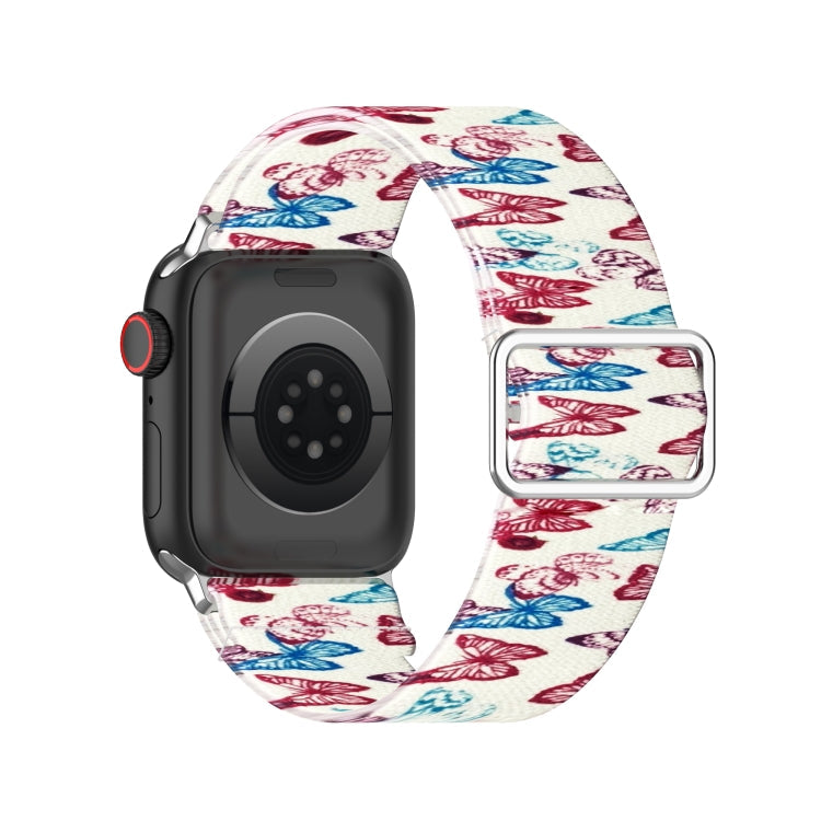 Lisslune | Adjustable elastic printed watch strap for Apple Watch Ultra 49mm & Watch Ultra 2 49mm / Series 9 & 8 & 7 45mm / SE 3 & SE 2 & 6 & SE & 5 & 4 44mm / 3 & 2 & 1 42mm (Butterfly)