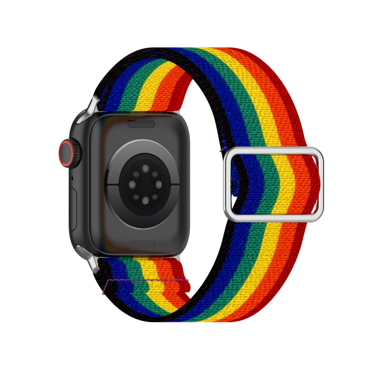 Lisslune | Adjustable elastic printed watch band for Apple Watch Series 9&8&7 41mm / SE 3&SE 2&6&SE&5&4 40mm / 3&2&1 38mm (Rainbow)