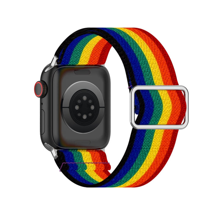Lisslune | Adjustable elastic printed watch band for Apple Watch Series 9&8&7 41mm / SE 3&SE 2&6&SE&5&4 40mm / 3&2&1 38mm (Rainbow)