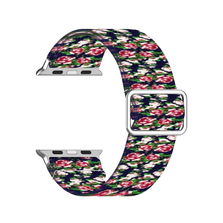 Lisslune | Adjustable elastic printed watch band for Apple Watch Series 9&8&7 41mm / SE 3&SE 2&6&SE&5&4 40mm / 3&2&1 38mm (Blue Rose)
